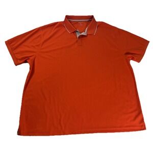 Claiborne Men's Size 3XL‎ Orange Stretch Polyester Polo Shirt Casual Preppy Golf